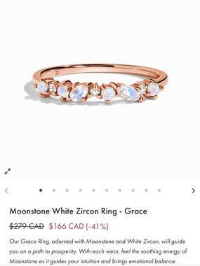 18K rose gold vermiel ring - Moonstones - white Zircon
